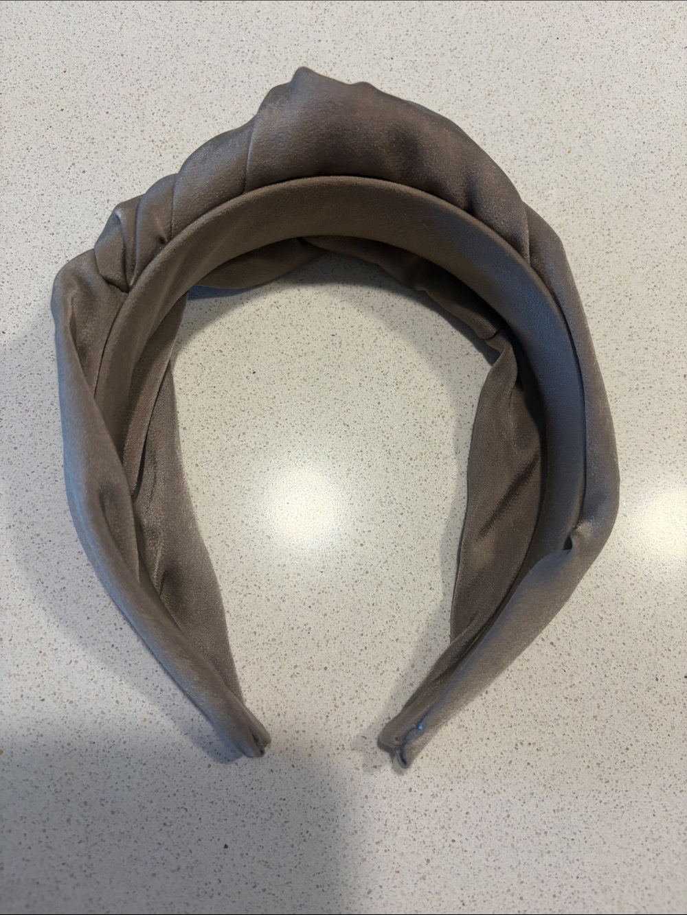 BaubleBar Taupe Knotted Satin Headband